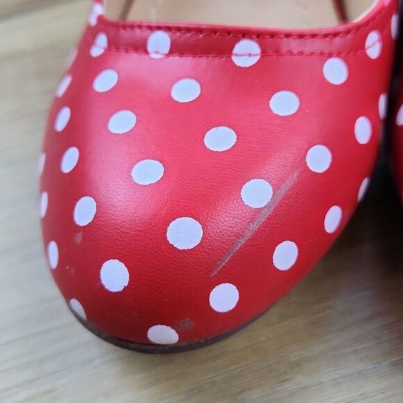 ⛱️J. Adams Red & White Polka Dot Retro Mary Jane Heels Size 8 - Picture 16 of 16